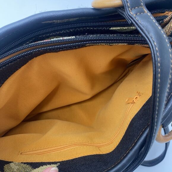 Stone Mountain Vintage Black Canvas Fruit Print Purse Bag 90s Y2k - Picture 5 of 10